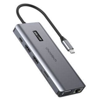 -&nbsp;Choetech Choetech multifunctional HUB with display 12in1 USB-C to USB-C  /  USB-A  /  HDMI  /  VGA  /  AUX  /  SD  /  TF gray  HUB-M26