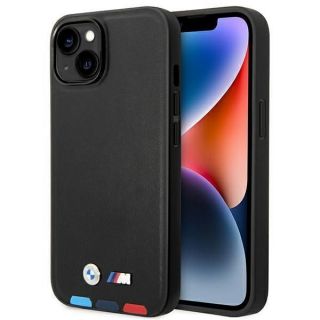 BMW&nbsp;Case BMHCP14M22PTDK iPhone 14 Plus 6.7 "black  /  black Leather Stamp Tricolor