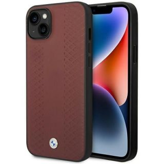 BMW&nbsp;Case BMHCP14S22RFGR iPhone 14 6.1" Burgundy / burgundy Leather Diamond Pattern