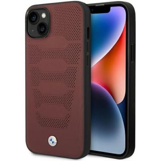 BMW&nbsp;Case BMHCP14S22RPSR iPhone 14 6.1" burgundy / burgundy Leather Seats Pattern