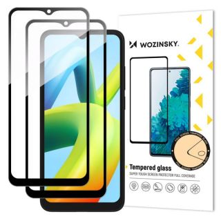 -&nbsp;Wozinsky - Wozinsky Full Glue Tempered Glass 2x Tempered Glass For Xiaomi Redmi A2  /  Redmi A1 9H Full Screen Full Cover With Black Frame