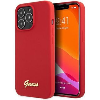 GUESS&nbsp;GUHCP13XLSLMGRE iPhone 13 Pro Max 6.7'' red / burgundy hard case Silicone Vintage Gold Logo
