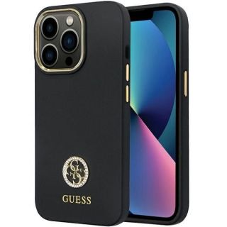 GUESS&nbsp;Guess Guess GUHCP13LM4DGPK case for iPhone 13 Pro  /  13 - black Silicone Logo Strass 4G