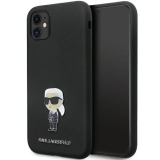 -&nbsp;Karl Karl KLHCN61SMHKNPK case for iPhone 11  /  Xr black Silicone Ikonik Metal Pin