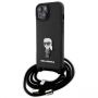 - Karl Karl Crossbody Saffiano Monogram Metal Pin Karl & Choupette Case for iPhone 15 Black
