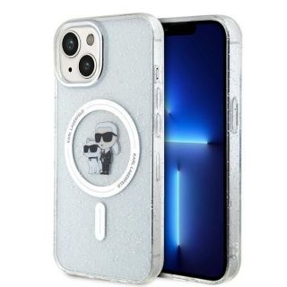 -&nbsp;Karl Karl Karl&Choupette Glitter MagSafe case for iPhone 15 Plus transparent