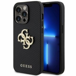 GUESS&nbsp;Guess Guess Leather Perforated 4G Glitter Logo Case for iPhone 15 Pro - Black