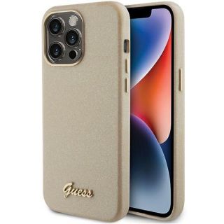GUESS&nbsp;Guess Guess Glitter Glossy Script case for iPhone 15 Pro - gold