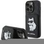 - Karl Karl Saffiano Cardslots and Stand Monogram Choupette Case for iPhone 15 Pro Black