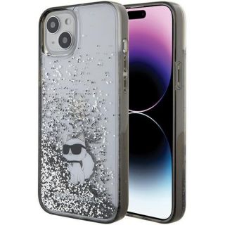 -&nbsp;Karl Karl Liquid Glitter Choupette case for iPhone 15 Plus transparent