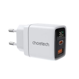 -&nbsp;Choetech Choetech PD6052 USB-C USB-A PD 35W GaN wall charger with display white