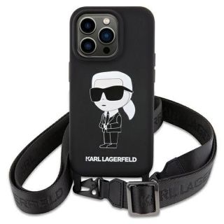 -&nbsp;Karl Lagerfeld Karl Lagerfeld KLHCP15SSCBSKNK iPhone 15 6.1" hardcase black / black Crossbody Silicone Ikonik