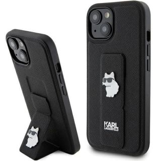 -&nbsp;Karl Karl Gripstand Saffiano Choupette Pins Case for iPhone 15 Plus  /  14 Plus Black