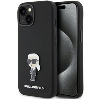-&nbsp;Karl Karl Silicone Ikonik Metal Pin case for iPhone 15 black