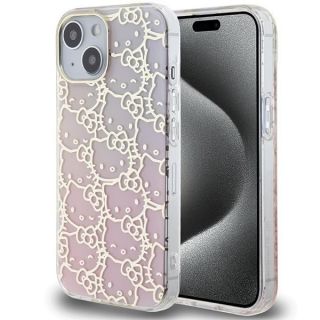 -&nbsp;Hello Kitty Hello Kitty IML Gradient Electrop Crowded Kitty Head case for iPhone 15 pink