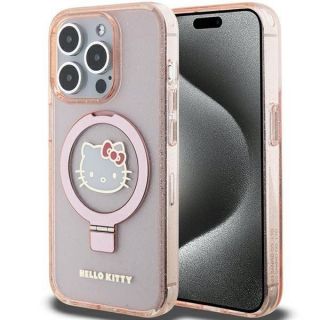 -&nbsp;Hello Kitty Hello Kitty Ring Stand Glitter Electrop Logo MagSafe Case for iPhone 15 Pro Pink