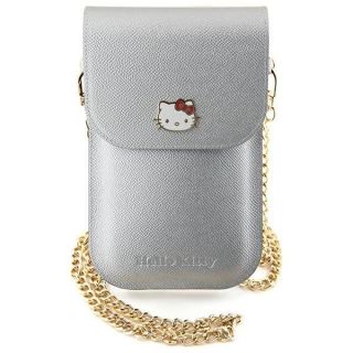 -&nbsp;Hello Kitty Hello Kitty Leather Metal Logo Chain bag silver