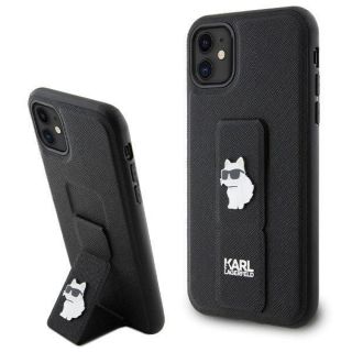 -&nbsp;Karl Karl Gripstand Saffiano Choupette Pins Case for iPhone 11  /  Xr Black
