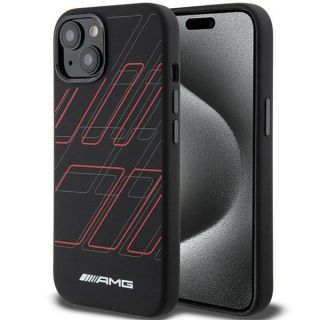 -&nbsp;Mercedes-Benz AMG Silicone Large Rhombuses Pattern MagSafe Case for iPhone 15 Plus  /  14 Plus Black