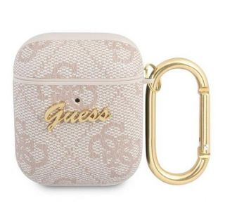 GUESS Guess Apple AirPods 1 / 2 cover 4G Script Metal Collection Pink rozā