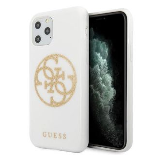 GUESS&nbsp;GUHCN65TPUWHGLG iPhone 11 Pro Max white / white hard case Glitter 4G Circle Logo