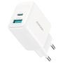 - Joyroom 20W Dual-Port  USB A+ USB C  Charger  EU  White