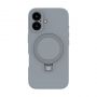 Evelatus Apple iPhone 16 Premium Magsafe with Stand Soft Touch Silicone Case Silver