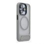 Evelatus Evelatus Apple iPhone 15 Rubber Coated MagSafe With Stand Case Silver