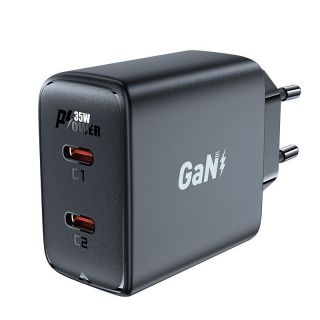 -&nbsp;Acefast Fast charger GaN 35W PD 2x USB C Acefast A49 black