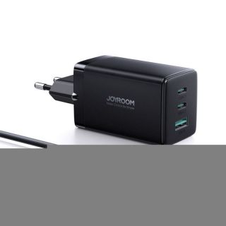 -&nbsp;Joyroom Joyroom fast GaN charger 65W USB-A, 2x USB-C black + USB-C USB-C cable 100W 1.2m  TCG01