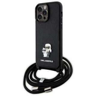 -&nbsp;Karl Karl KLHCP14XSAKCPSK case for iPhone 14 Pro Max 6.7'' hardcase black Crossbody Saffiano Metal Pin Karl&Choupette