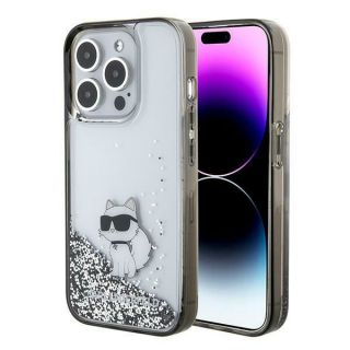 -&nbsp;Karl Karl Liquid Glitter Choupette case for iPhone 15 Pro Max transparent