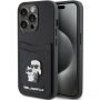 - Karl Karl Saffiano Cardslot Karl&Choupette Metal Pin case for iPhone 15 Pro black
