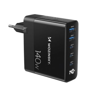 -&nbsp;Wozinsky Wozinsky CGWCB 140W GaN wall charger 3 x USB-C  /  2 x USB-A black