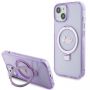 GUESS Guess Guess Ring Stand Script Glitter MagSafe case for iPhone 15 Plus  /  14 Plus - purple
