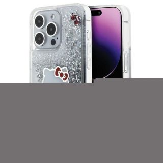 -&nbsp;Hello Kitty Hello Kitty Liquid Glitter Charms Kitty Head case for iPhone 15 Pro Max silver