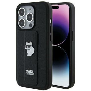 -&nbsp;Karl Karl Gripstand Saffiano Choupette Pins case for iPhone 14 Pro black