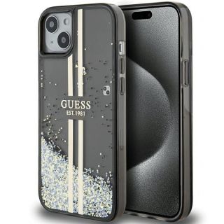 GUESS&nbsp;Guess Guess Liquid Glitter Gold Stripes case for iPhone 15  /  14  /  13 - black