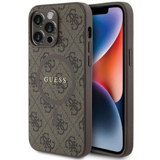 GUESS&nbsp;Guess Guess 4G Collection Leather Metal Logo MagSafe Case for iPhone 13 Pro  /  iPhone 13 - Brown