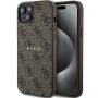 GUESS Guess Guess 4G Collection Leather Metal Logo MagSafe Case for iPhone 15 Plus  /  14 Plus - Brown