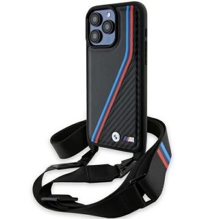 BMW&nbsp;BMW BMW M Edition Carbon Tricolor Lines & Strap case for iPhone 15 Pro - black