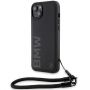 BMW BMW BMW Signature Leather Wordmark Cord case for iPhone 15 Plus  /  14 Plus - black