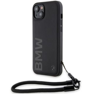 BMW BMW BMW Signature Leather Wordmark Cord Case for iPhone 15 / 14 / 13 - Black