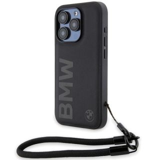 BMW&nbsp;BMW BMW Signature Leather Wordmark Cord case for iPhone 15 Pro Max - black