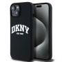 DKNY DKNY DKNY Liquid Silicone White Printed Logo MagSafe Case for iPhone 15  /  14  /  13 - Black
