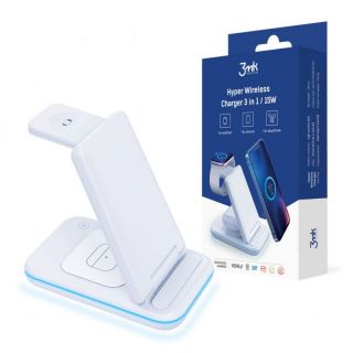 3MK 3MK 3mk Hyper Wireless Charger 3in1 15W inductive charger for smartphone  /  smartwatch  /  headphones - white balts