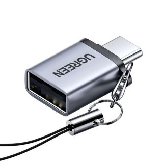 -&nbsp;Ugreen US270 USB-C  Male   /  USB-A 3.0  Female  Adapter with Lanyard Space Gray