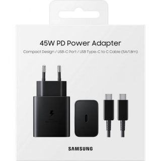 Samsung 45W Power Adapter incl. 5A Cable Black melns
