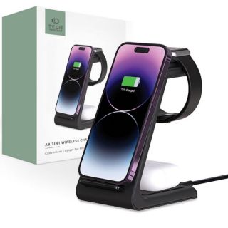 -&nbsp;Tech-Protect Tech-Protect A8 10W inductive charger in the form of a 3-in-1 stand for smartphone  /  headphones  /  smartwatch black