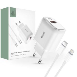 -&nbsp;Tech-Protect White with cable USB-A  female  || USB-C  męski  || Lightning  male